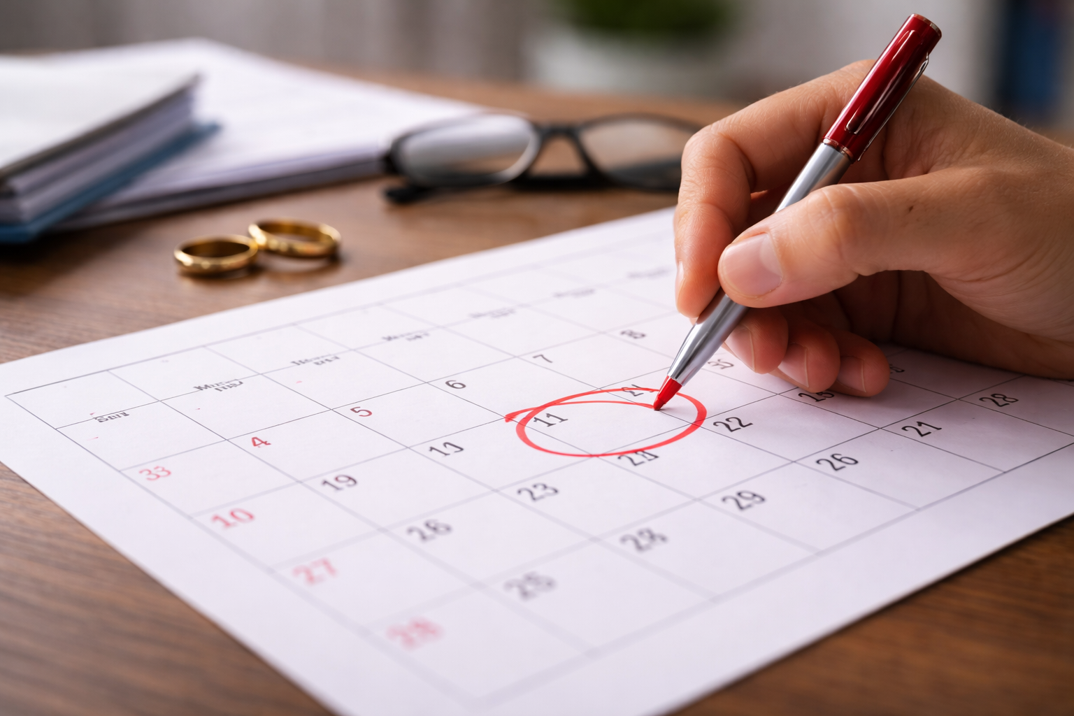 divorce timeline Maryland person marking important date on calendar