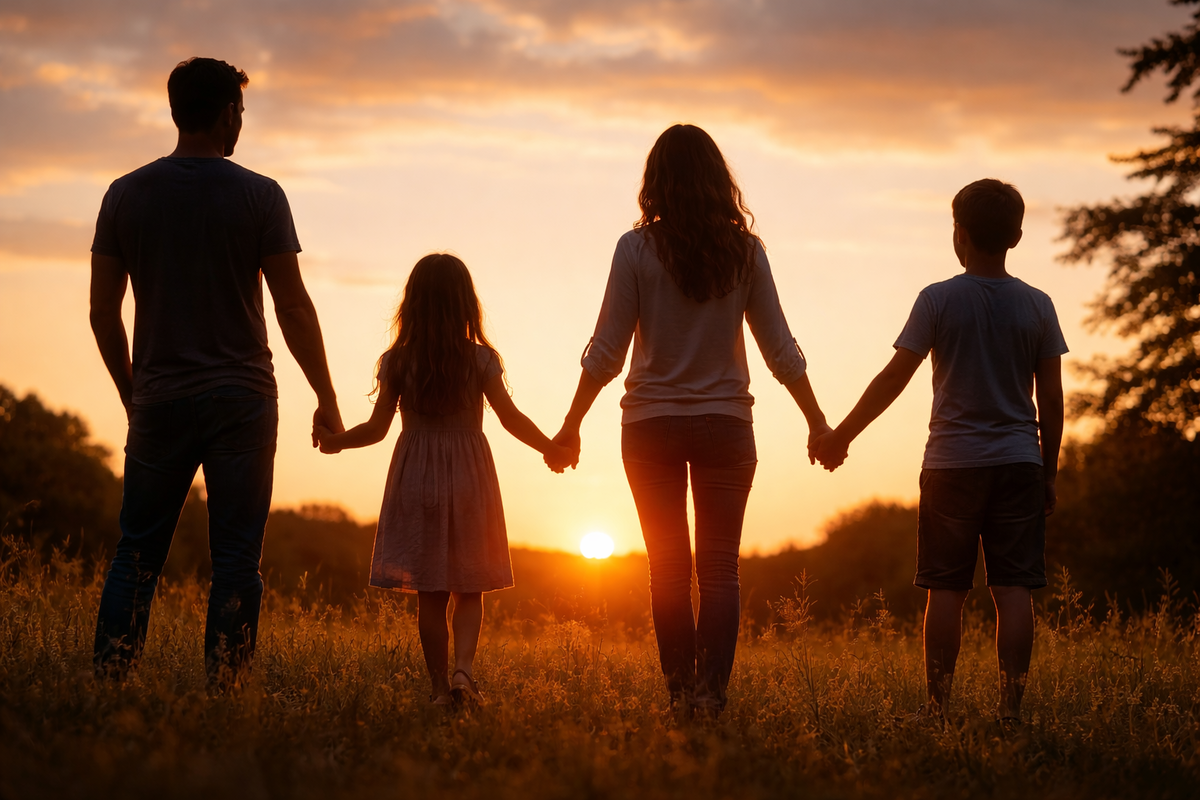 Family holding hands at sunset representing wrongful death claims in Maryland and the impact on surviving family members.